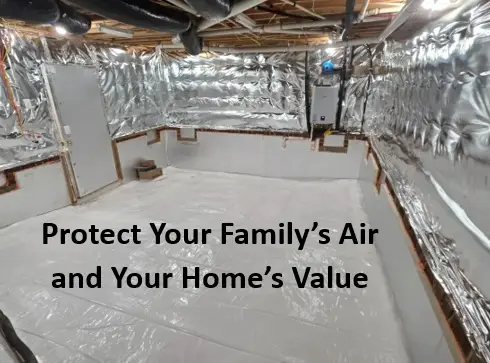 Picture of a brighly lit clean dry healthy friendly and energy efficient sealed crawl space in Raleigh NC