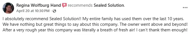 A 3 day old review from a single mom saying that this year was really tough on her and to find sealed solution that would make her life easier at a great price and service was a blessing to her this year.